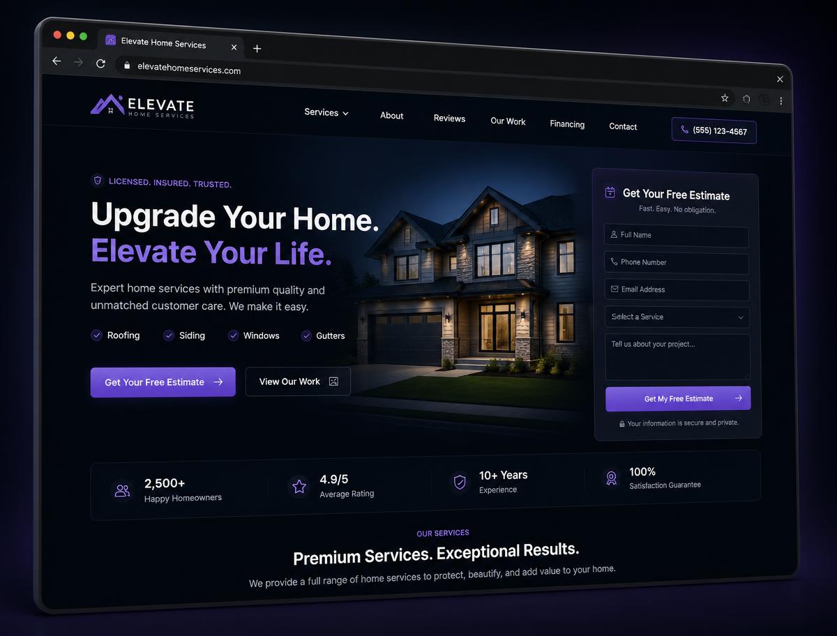 Example of a conversion-focused business website built by Peak Home Digital Agency